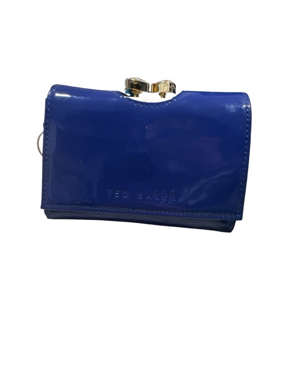 Ted Baker Handbags - Ted Baker Patent Leather Clasp Wallet - Cobalt Blue with Gold Hardware